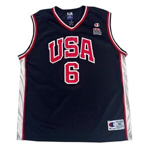 Vintage Champion Team USA Basketball Allan Houston #6 Jersey (Size 40)